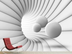 טפט | חור תלת מימדי עם כדורים מרחפים