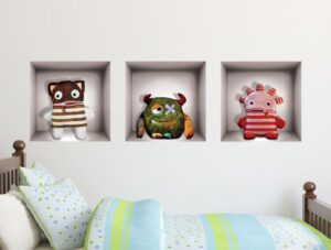 מדבקות קיר | נישות עם מפלצות מצחיקות