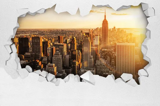 טפט | חור בקיר עם נוף של ניו יורק