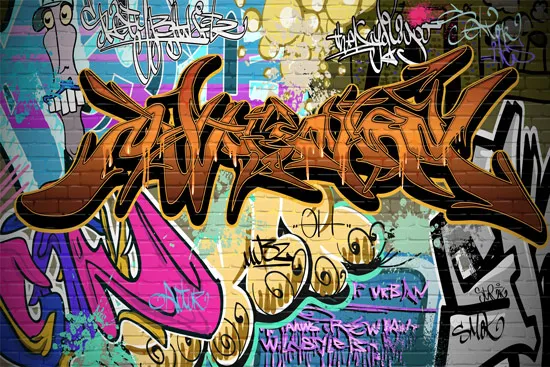 טפט | גרפיטי צבעוני - כתום