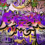 טפט | גרפיטי צבעוני בגווני סגול וורוד