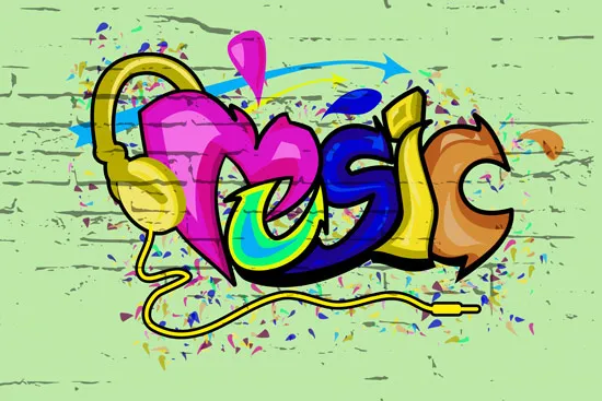 טפט | גרפיטי מוזיקה עם רקע ירוק