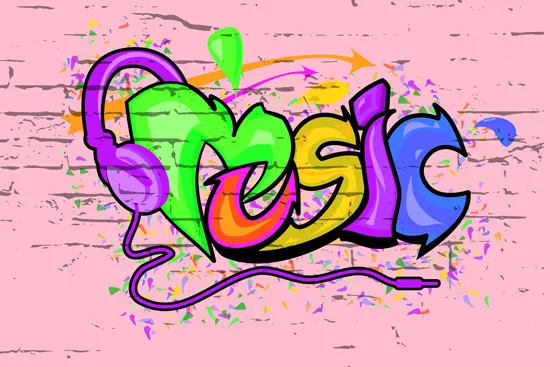 טפט | גרפיטי מוזיקה על קרע ורוד