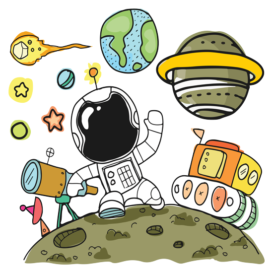 מדבקות קיר | אסטרונאוט חמוד בחלל