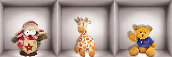 מדבקות קיר | נישות תלת מימדיות עם בובות מתוקות