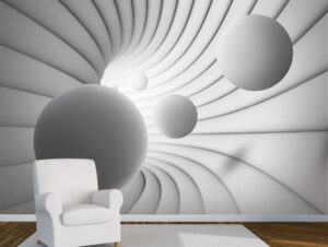 טפט תלת מימדי - כדורים אפורים צפים