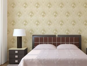 מדבקת טפט | עיטורים פרחוניים בגוון בז' וינטג'