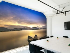 מדבקת טפט | זריחה באגם