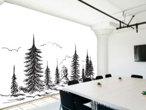 מדבקת טפט | חורשת עצים מצויירים