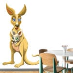 מדבקת קיר | אמא קנגרו ותינוק