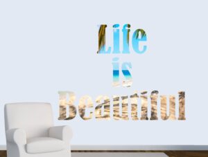 מדבקת קיר | החיים יפים עם חוף הים