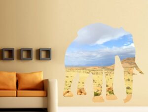 מדבקת קיר | צללית של פיל בסוואנה