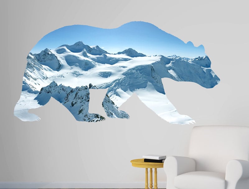 מדבקת קיר | דוב קוטב בשלג