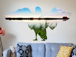 מדבקת קיר | ברבור אצילי באגם