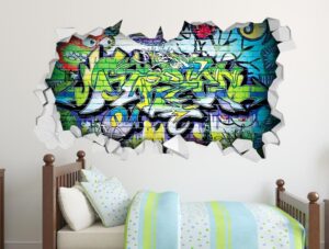 מדבקת קיר | גרפיטי ירוק כחול