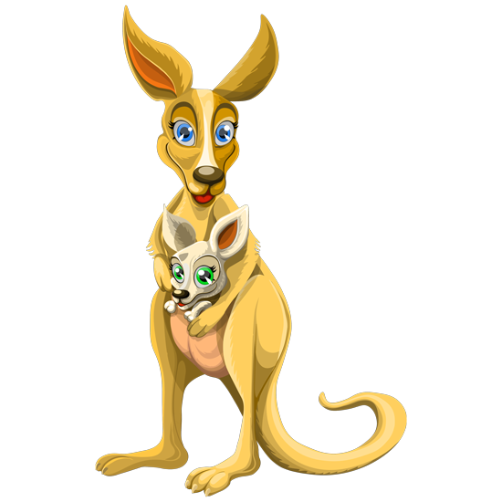 מדבקת קיר | אמא קנגרו ותינוק