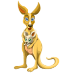 מדבקת קיר | אמא קנגרו ותינוק