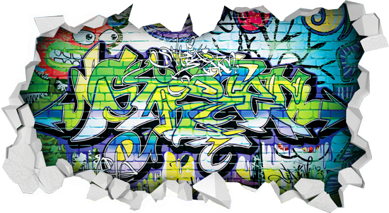 מדבקת קיר | גרפיטי ירוק כחול