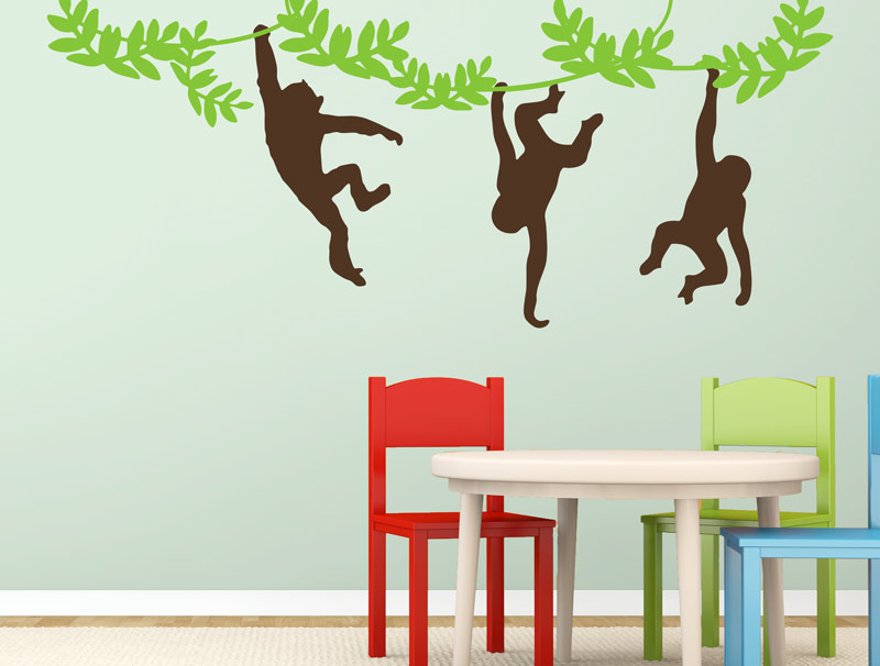 מדבקה - קופים על ענפים