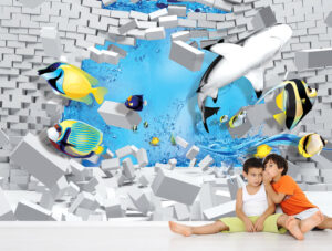 טפט - חור בקיר עם חיות ים