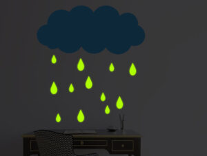 מדבקה זוהרת בחושך - טיפות גשם