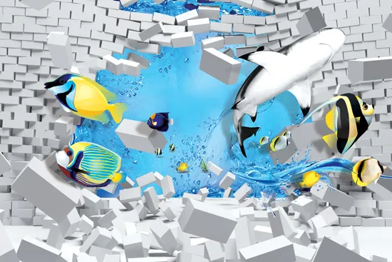 טפט - חור בקיר עם חיות ים