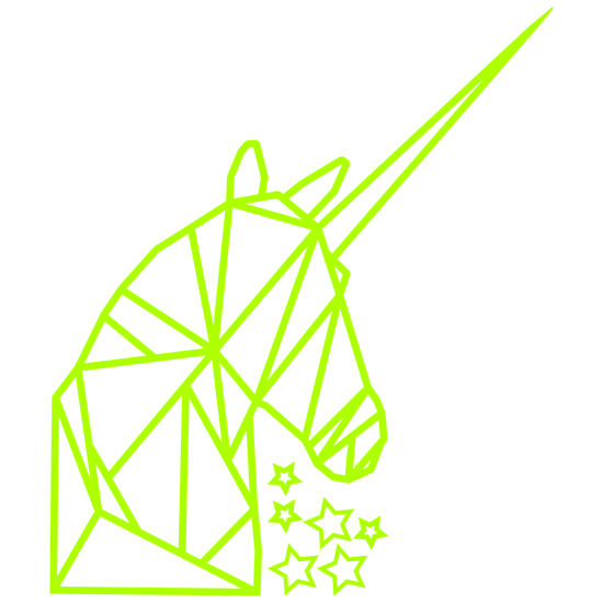 מדבקה זוהרת בחושך - חד קרן גיאומטרי