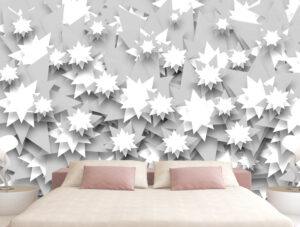 טפט - כוכבים אפור לבן תלת מימדיים