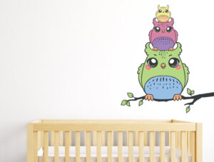 מדבקה - מגדל ינשופים צבעוניים