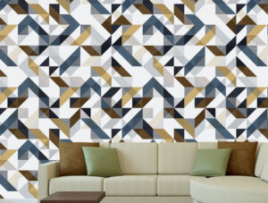 טפט - צורות מעוצבות בגווני חום וכחול