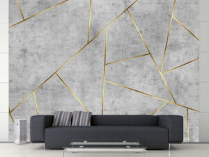 טפט - צורות גיאומטריות בטון ופסי זהב