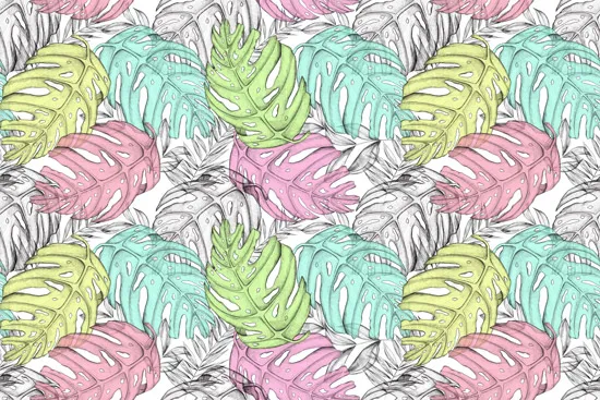 טפט - עלים בגווני פסטל