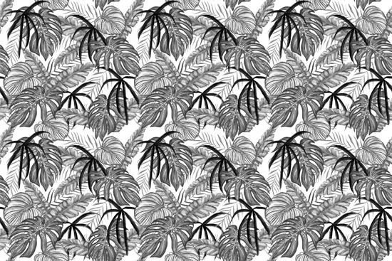 טפט - עלים מצוירים בגווני אפור