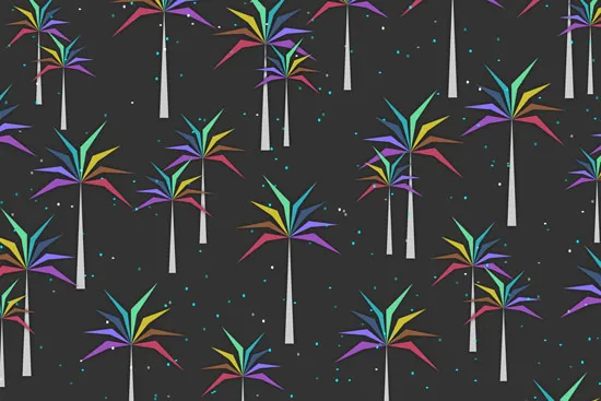 טפט - דקלים צבעוניים