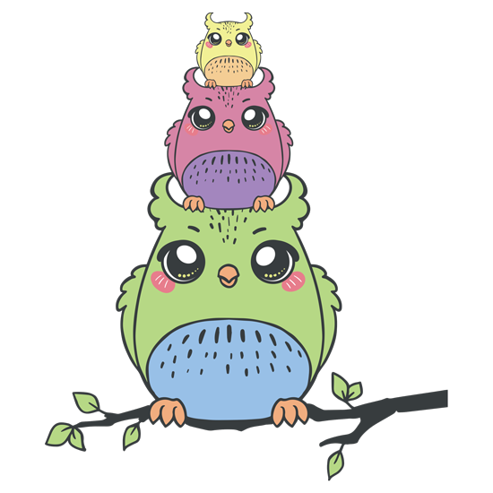 מדבקה - מגדל ינשופים צבעוניים