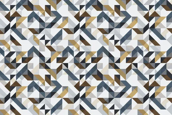 טפט - צורות מעוצבות בגווני חום וכחול