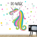 מדבקה - חדת קרן וכוכבים צבעוניים