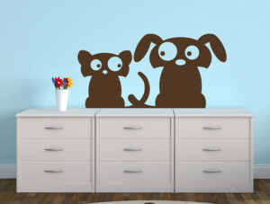 מדבקה - כלבלב וחתלתול