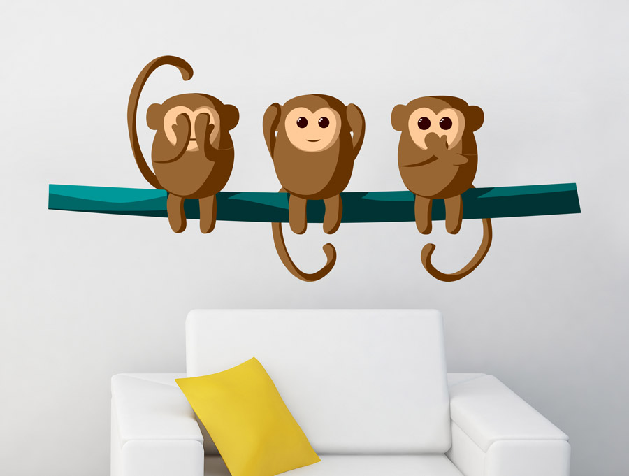 מדבקה - קופים חמודים