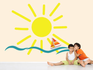 מדבקה - שמש בים