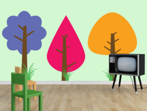 מדבקה - עצים צבעוניים