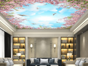 טפט - שמים ופרחים ורודים