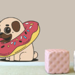 מדבקה - כלב חמוד בתוך דונט