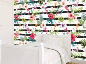 טפט - פסים ופרחים