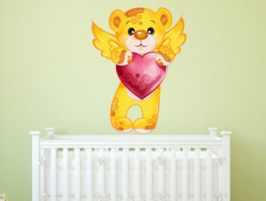 מדבקה - דובון צהוב עם לב