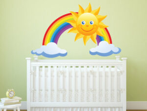 מדבקה - שמש וקשת בענן