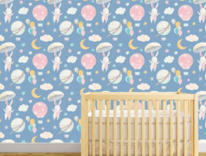 טפט - ארנבים חמודים וכדורים פורחים