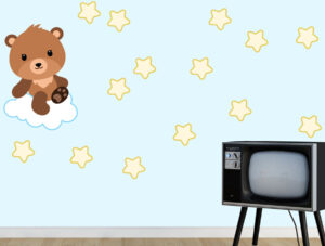 מדבקה - דובון חמוד על ענן