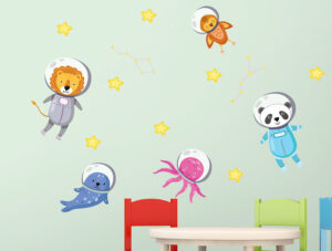 מדבקות - סט חיות אסטרונאוטיות חמודות