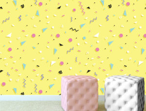 טפט – צורות צבעוניות על רקע צהוב